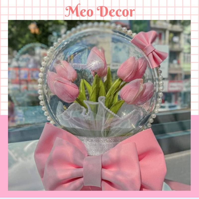 Quà tặng - Bóng hoa tulip kèm đèn làm quà tặng xinh xắn - decor đèn ngủ