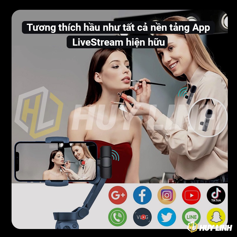 Micro thu âm không dây cho điện thoại - Hỗ trợ Livestream Facebook Youtube Tiktok