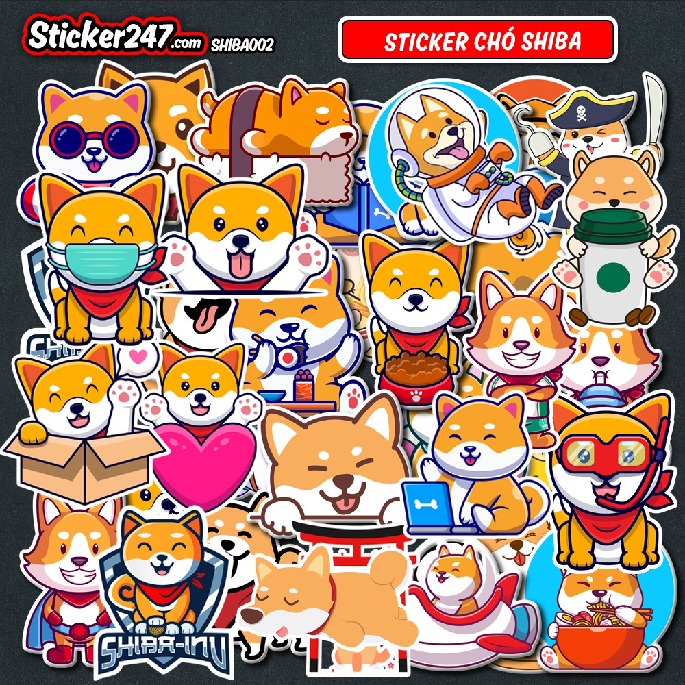 Sticker chó Shiba chống nước sticker dán laptop, điện thoại, đàn guitar, mũ bảo hiểm, vali - Sticker247 - 100 hình