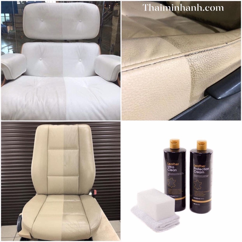Bộ vệ sinh ghế da hãng Furniture Clinic Vương quốc Anh - Leather Care 250ml, làm sạch hiệu quả, an toàn cho da cao cấp