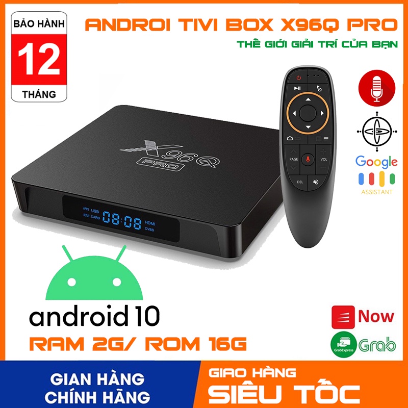 Android tivi Box X96Q Pro, Android 10, Ram 2GB, Bộ nhớ trong 16GB