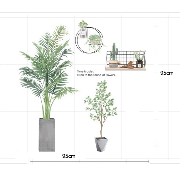 Tranh dán tường 3D hình nền cây dừa cảnh KT 95x95cm, DECAL trang trí siêu rẻ