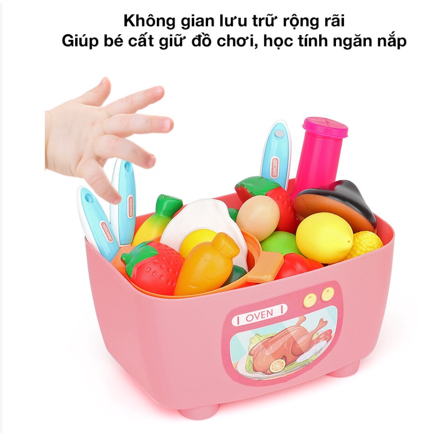 Bộ đồ chơi nấu ăn nhà bếp Dream Kitchen Mini cao cấp vòi xịt được nước kt 30*28*13cm màu hồng cho bé