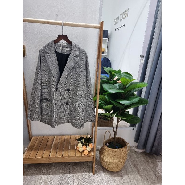 Áo vest brazer kẻ caro Hàn