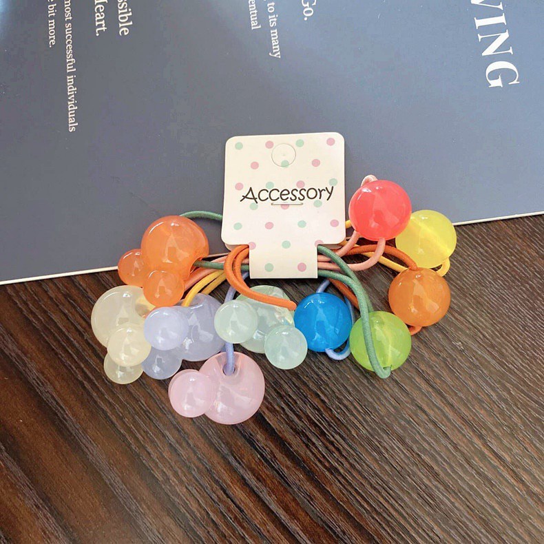 Set 5 Dây Cột Tóc Co Giãn Nhiều Màu Sắc Cho Bé Gái