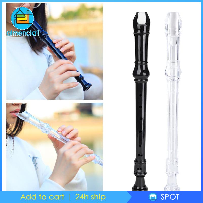 Sáo dọc Recorder giọng nữ cao phong cách Đức có que làm sạch màu đen