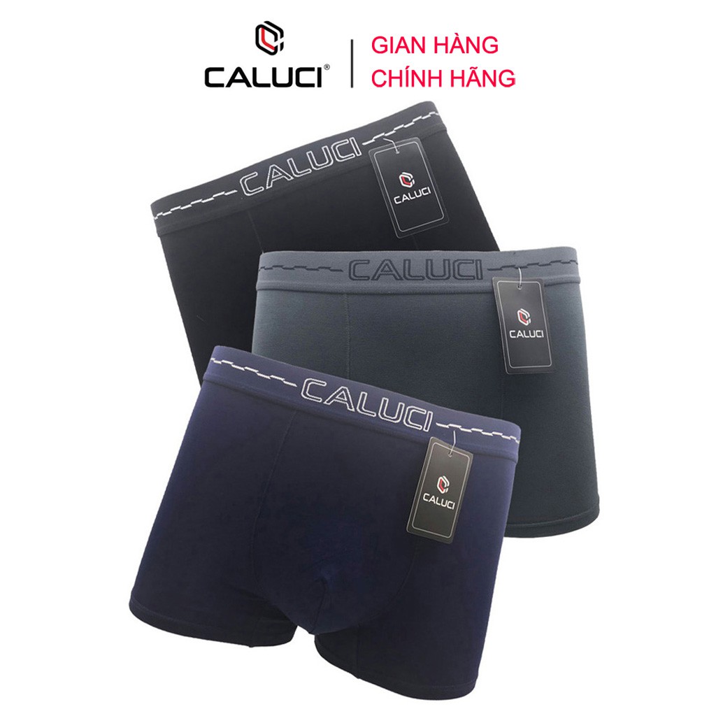 Combo 3 quần lót nam sợi tre Boxer CALUCI CBX06, vải Bamboo kháng khuẩn, an toàn