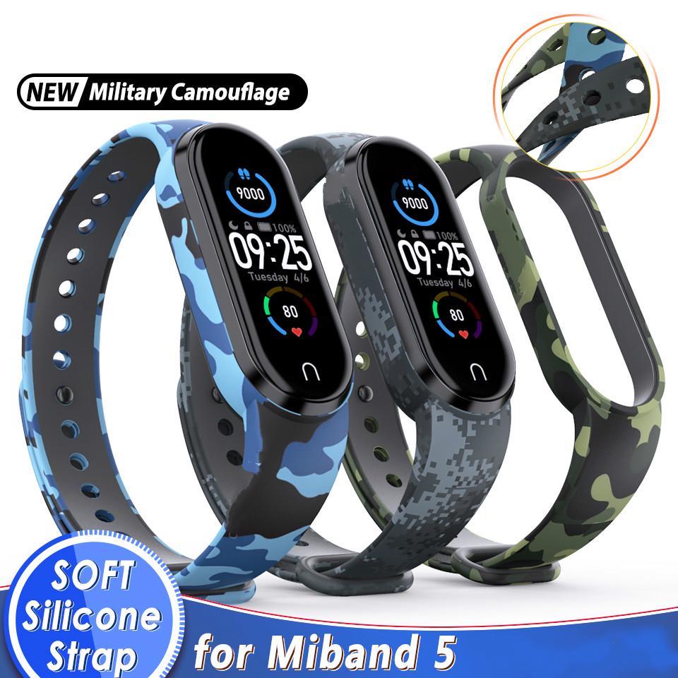 Dây đeo silicone in họa tiết rằn ri cho đồng hồ thông minh Xiaomi Mi Band 5