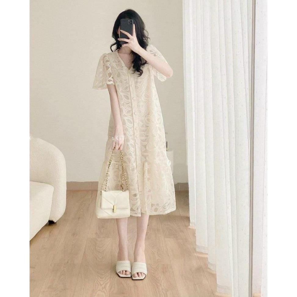 Đầm Bầu Váy Bầu Dự Tiệc Mùa Hè Thiết Kế Vải Ren Cao Cấp Cổ Tim Sang Chảnh M577