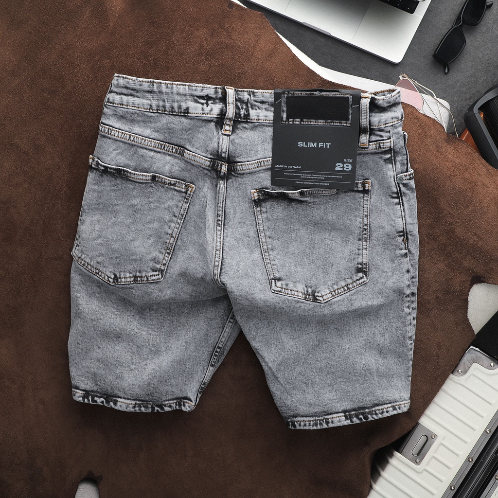 Quần Short Nam SlimFit Embroidery Gray , Chất Denim Thoải Mái , QD003272 , SOMEHOW