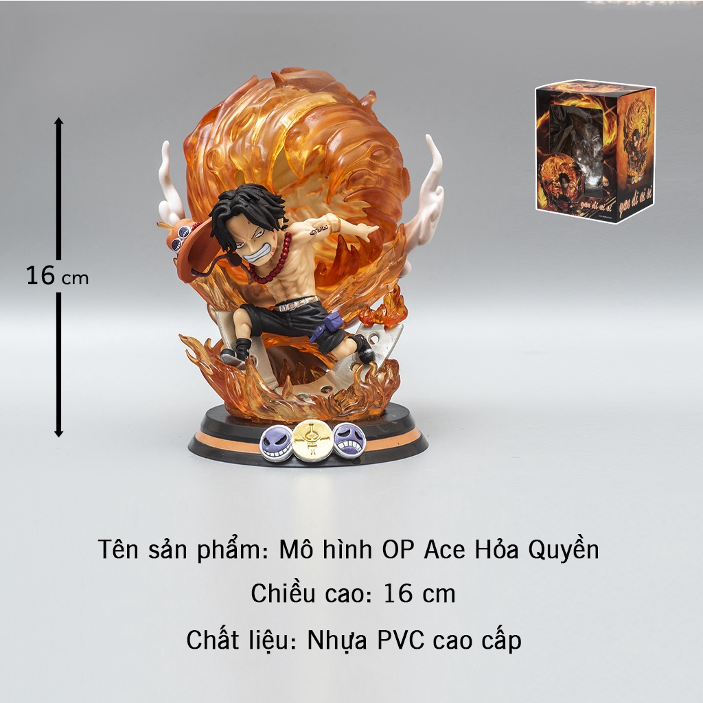 Mô hình One Piece Ace Hỏa Quyền cao 16cm, mô hình trang trí One Piece Figure Ace băng Râu Trắng Haki Shop
