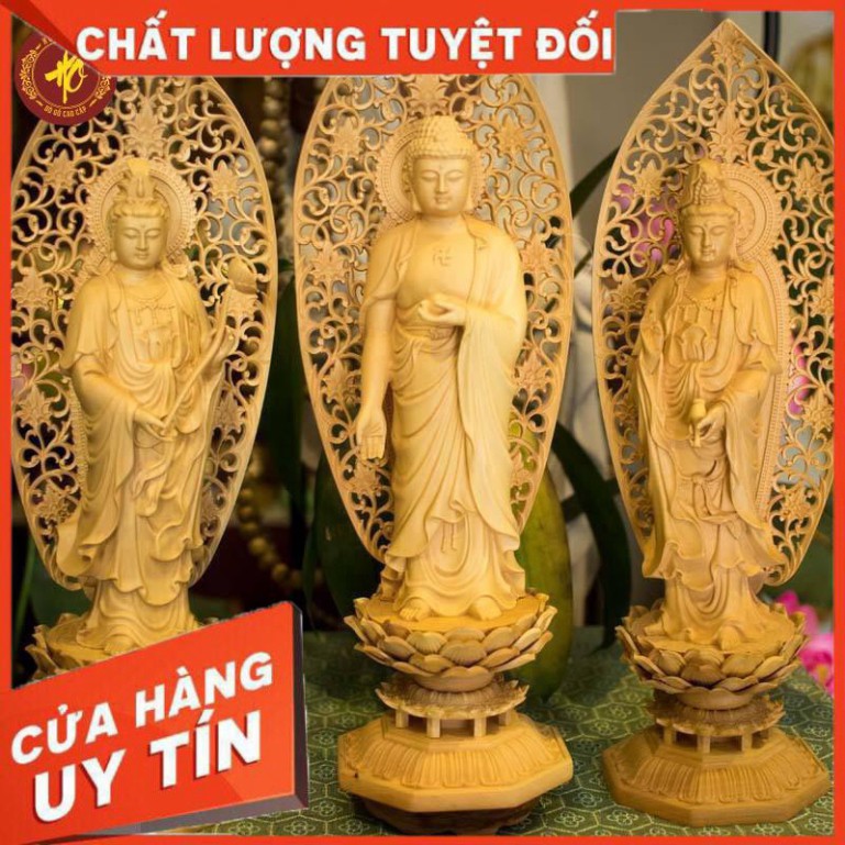 Tượng Tam Thế Phật - Gỗ Hoàng dương - UY TÍN CHẤT LƯỢNG