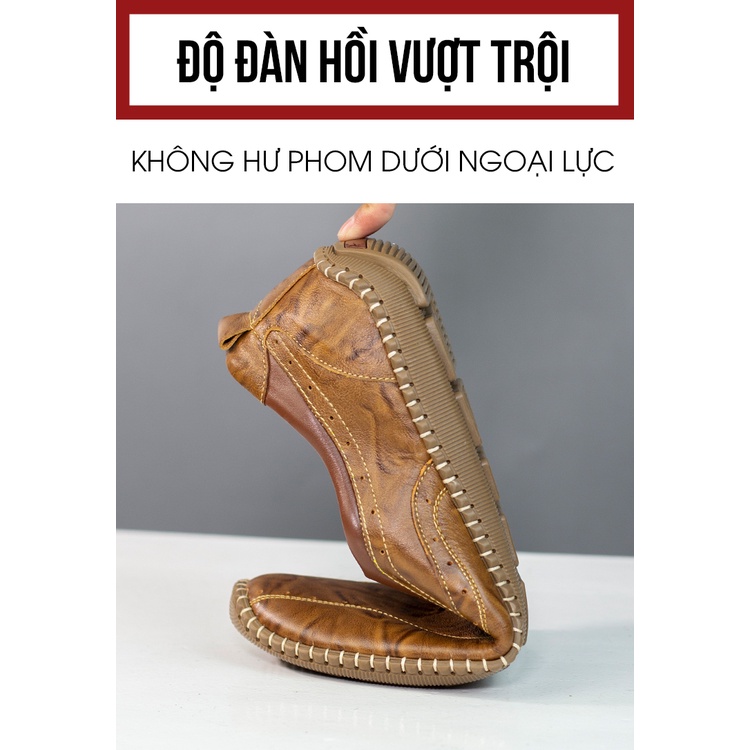 [Hàng Xuất Khẩu] Giày Lười Nam Da Bò,Giày Da Nam Cao Cấp  Hamen TM 07 ,Đế Khâu Da Bò Êm Mềm, Bảo hành nổ da 12 tháng