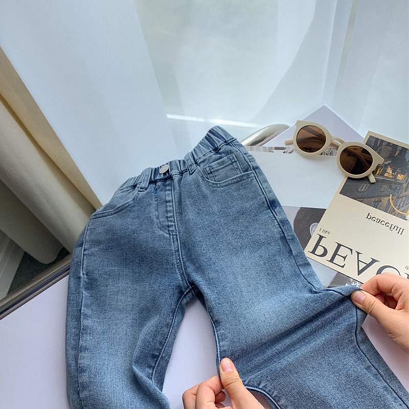 Quần Jeans Dài Ống Loe Phong Cách Phương Tây Dành Cho Bé Gái