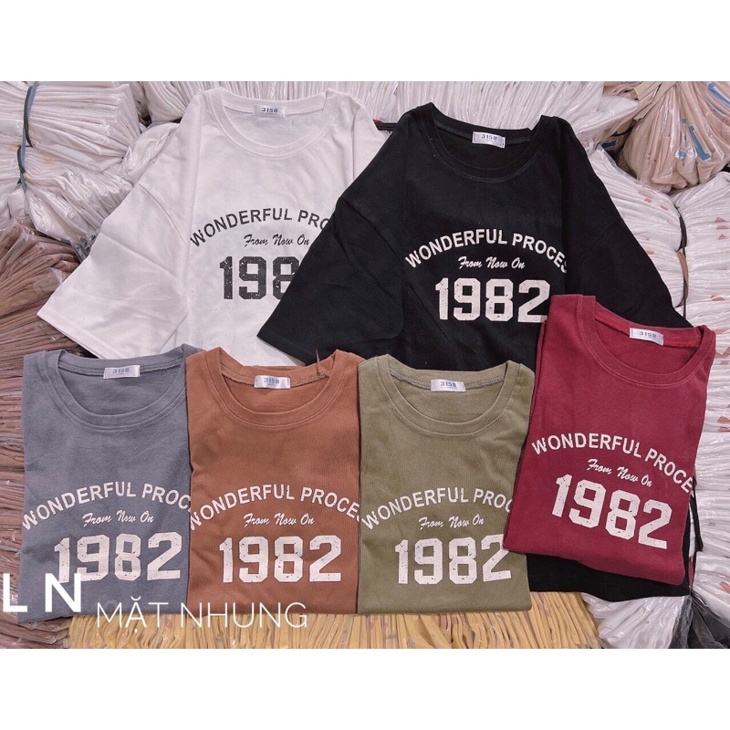 Áo phông 3158 chữ 1982 tay lỡ ,mặt nhung siêu mát ( ảnh thật shop chụp) - ENRO SHOP