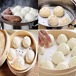 set 100 tờ giấy nến cho nồi chiên không dầu, lót bánh bao - giấy nến đục lỗ chống dính size 23cm