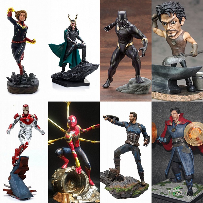 Mô hình Figure Marvel Avengers Ironman Spiderman Captain America Marvel Thanos Loki Black Widow Panther Strange - Kunder