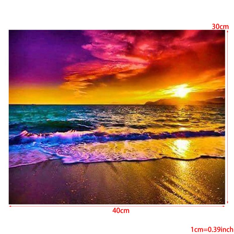 Bộ Tranh Đính Đá 5D Tự Làm Toàn Diện Hình Phong Cảnh Bãi Biển