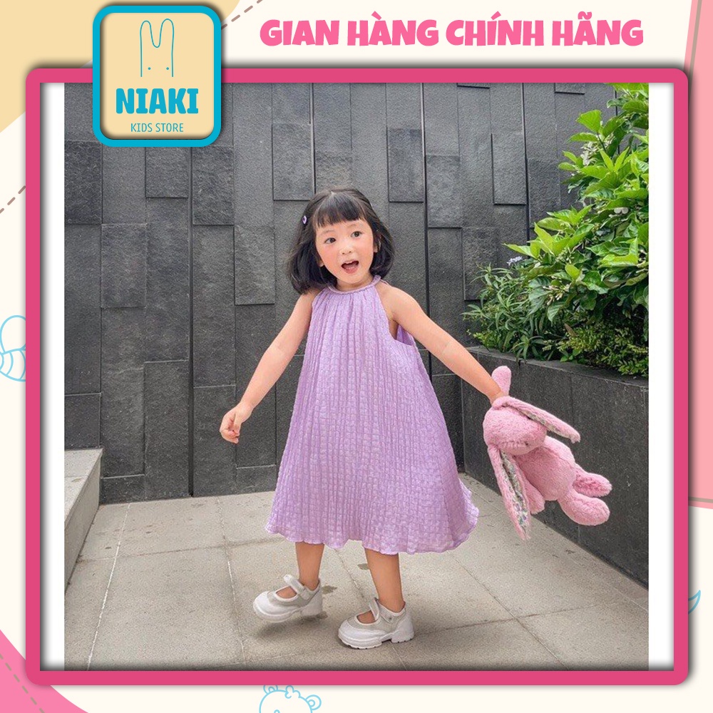 Đầm Hai Dây Suông Chất Đũi Xốp Tím Điệu Đà Xinh Xắn Cho Bé Gái Style Hàn Quốc NIAKI - TT27