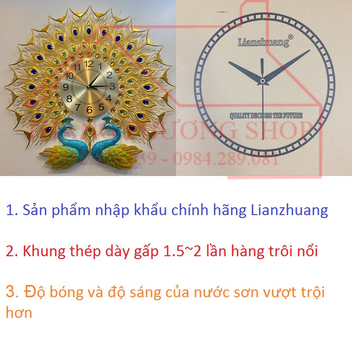 Đồng Hồ Trang Trí Con Công Đôi TP-032Y (Hàng Loại 1)