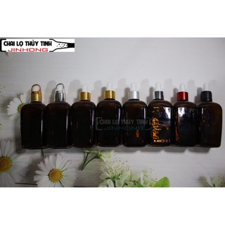 Combo 10 chai thủy tinh đựng tinh dầu nâu vuông 100ml