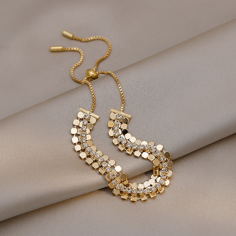 Vòng Tay Bản Rộng Co Giãn Đính Đá Pha Lê Thanh Lịch Thời Trang Hàn Quốc