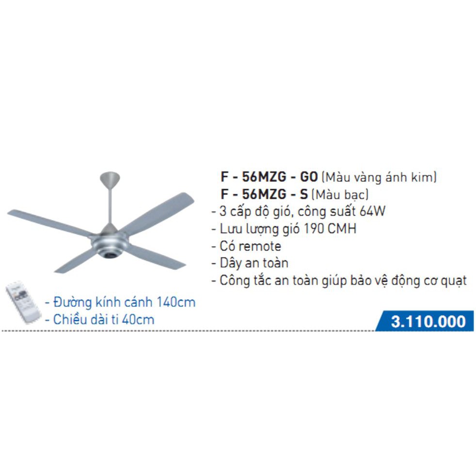 Quạt trần Panasonic F-56MZG (4 cánh - có điều khiển từ xa)
