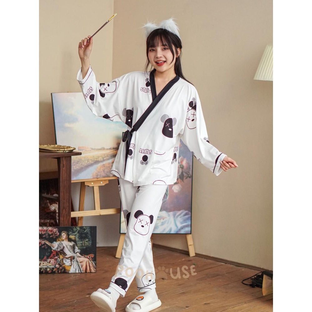 [ Nhiều mẫu] Bộ đồ dài tay thiết kế - Pijama kimono ngủ chất liệu cotton, thiết kế đồ ngủ kiểu Nhật bản - Poohouse