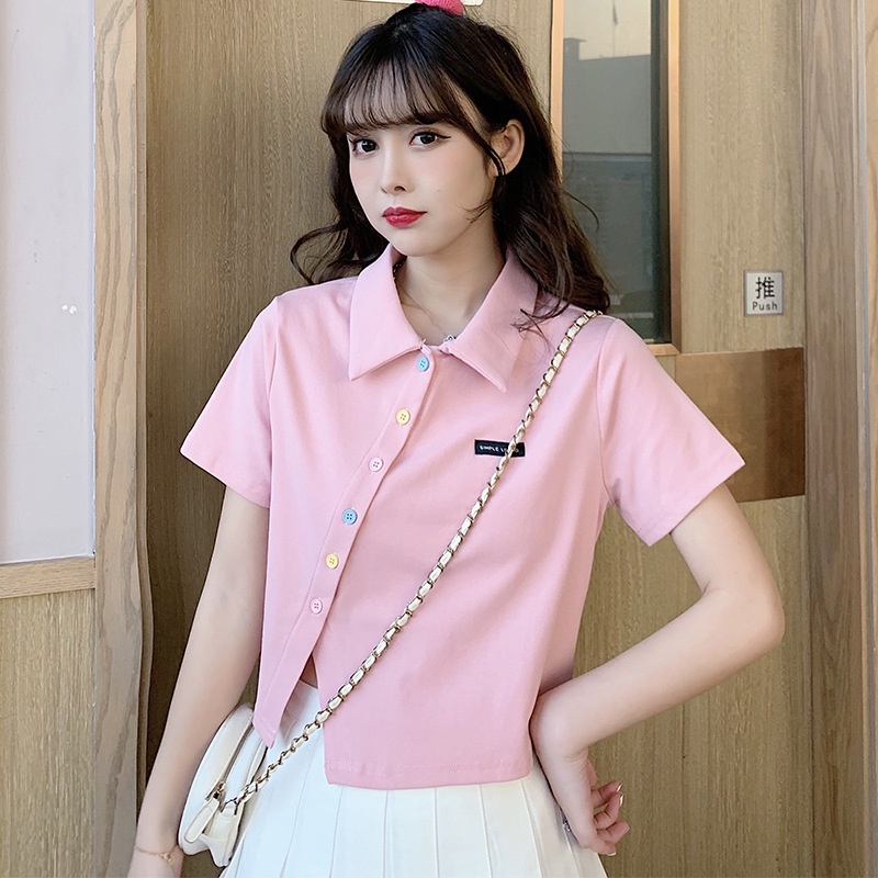 Áo polo Croptop Tay Ngắn Dáng Ôm Thời Trang Trẻ Trung
