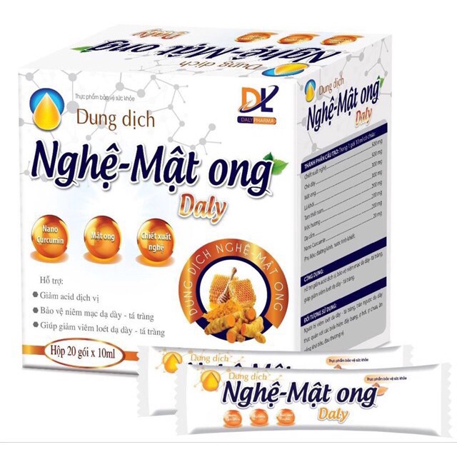 Dung dịch Nghệ - Mật Ong Daly - Giảm acid dịch vị, bảo vệ niêm mạc dạ dày-tá tràng, viêm loét dạ dày - tá tràng
