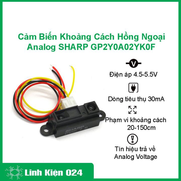 Cảm Biến Khoảng Cách Hồng Ngoại Analog SHARP GP2Y0A02YK0F