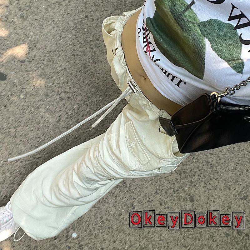 Quần Dài Phối Túi Phong Cách Retro Đường Phố Y2k Cá Tính Cho Nữ