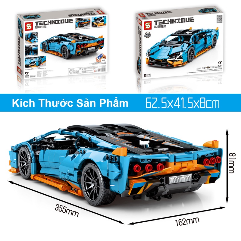 Đồ Chơi Lắp Ráp Kiểu LEGO TECHNIC Điều Khiển Từ Xa Xe Lamborghini Sian FKP 37 Blue Model SY8618 Với 1161 Mảnh Ghép