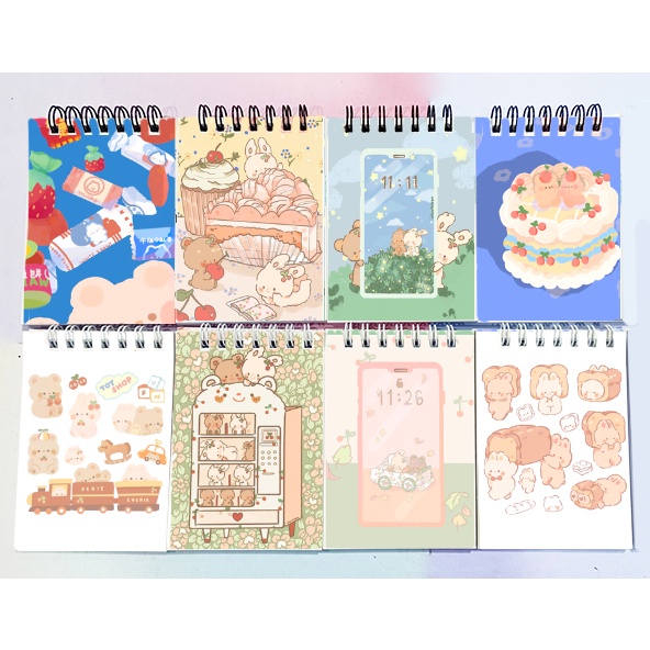 Sổ lò xo mini gấu thỏ cherry berry  LXD32 A7 kumamon 100 trang sổ note dễ thương