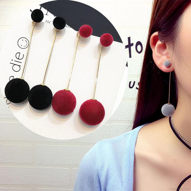 Khuyên tai dáng dài đính hạt tròn xinh xắn