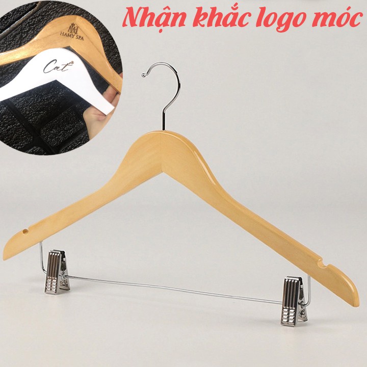 Móc gỗ vàng treo quần áo có kẹp 44.5cm (1 móc)