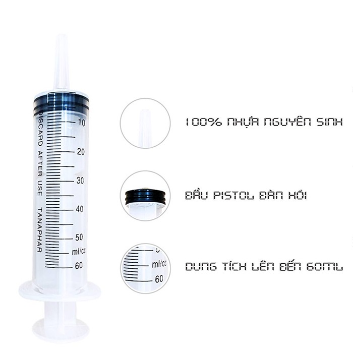 Bơm tiêm dùng 1 lần Việt Nam TANAPHAR bơm 5ml (hộp 100 cái)