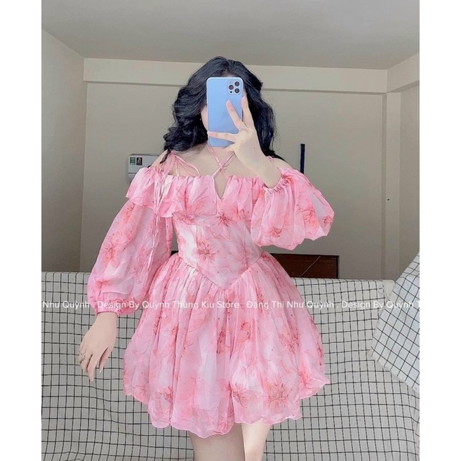 Đầm body nhún thân bẹt vai