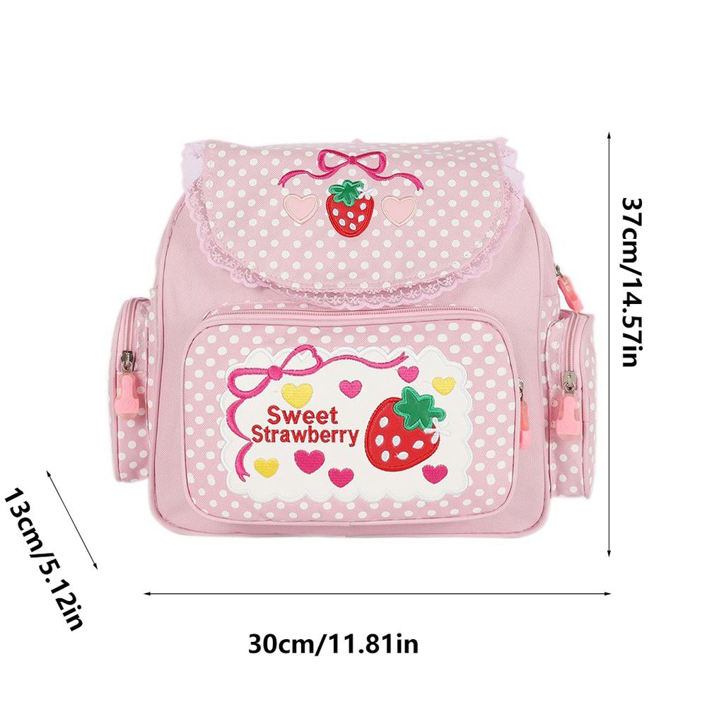 Balo thêu họa tiết dâu tây dễ thương phong cách thời trang Nhật Bản dành cho nữ