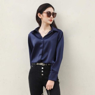 Áo sơ mi lụa dài tay trơn màu Reto [Méo Shop]