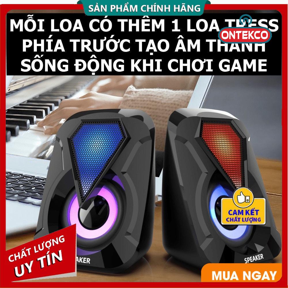 Loa máy tính E-1053, Loa vi tính mini để bàn cao cấp âm thanh siêu trầm có đèn led đổi màu cực chất âm thanh mạnh mẽ