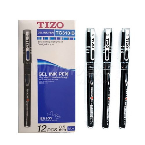Bút gel TIZO - TG310-B bút nước ngòi 0.5mm loại 1 mực xanh, đen ANKICO