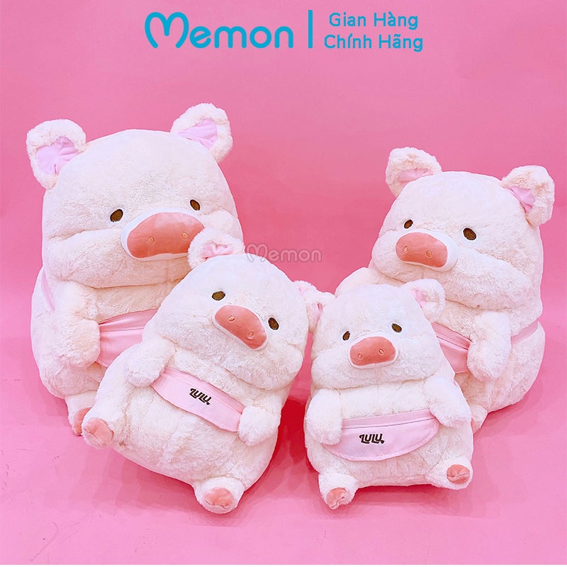 Gấu Bông Heo Lulu Béo Đeo Yếm Lông Xù Cao Cấp Memon