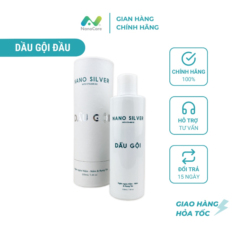 Dầu gội Nano Silver 220ml ngăn ngừa nấm da đầu, gàu ngứa, rụng tóc phục hồi tóc và da đầu