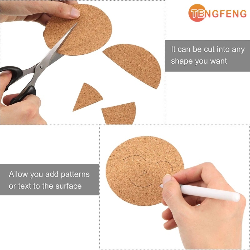 1 Miếng Lót Ly Hình Tròn Bằng Gỗ Bần Tự Nhiên Cách Nhiệt Dày Dặn Có Thể Tái Sử Dụng