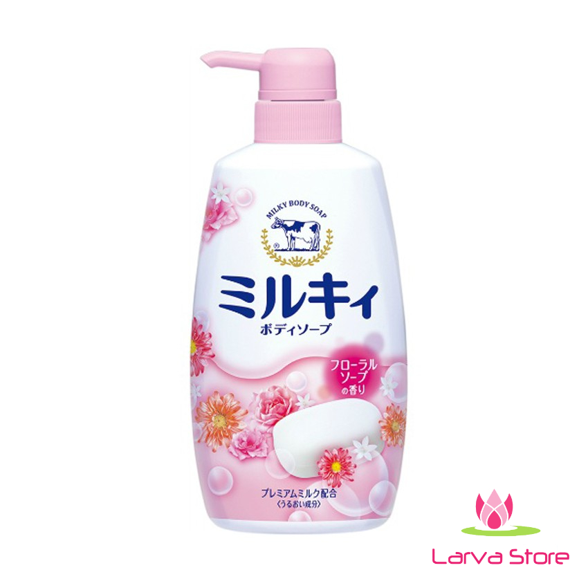 Sữa tắm dưỡng da Milky Cow hương hoa hồng 550ml Hàng Nhật nội địa - Larva Store