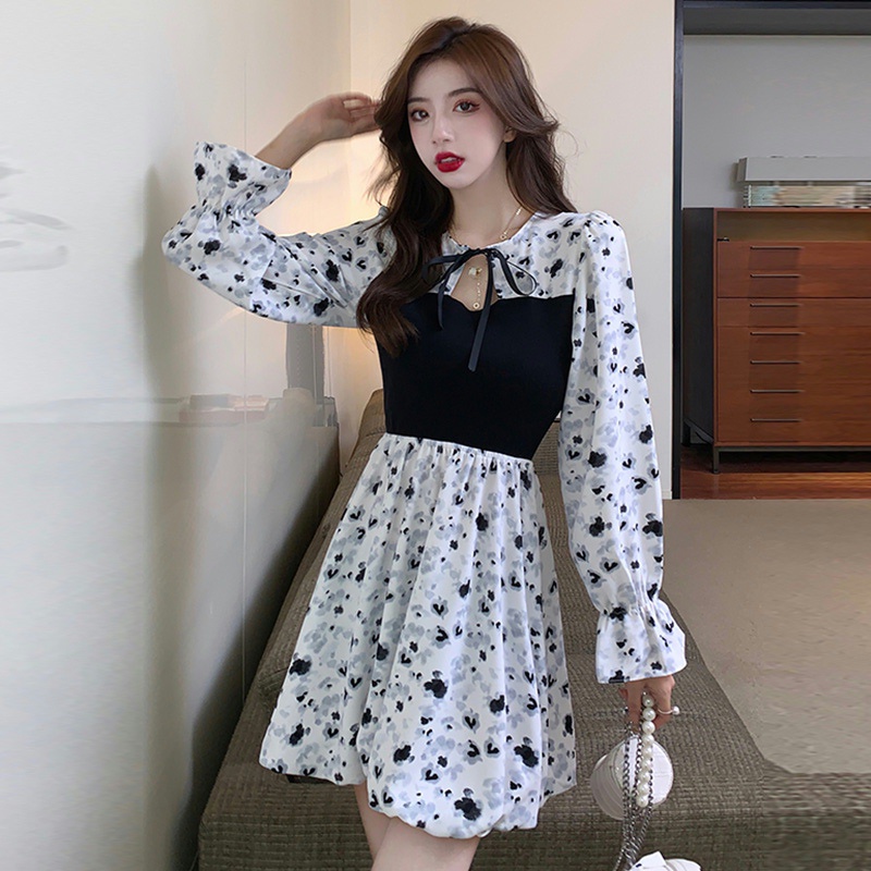 Đầm midi PERTY in hoa phong cách Hàn Quốc mới thời trang cho nữ