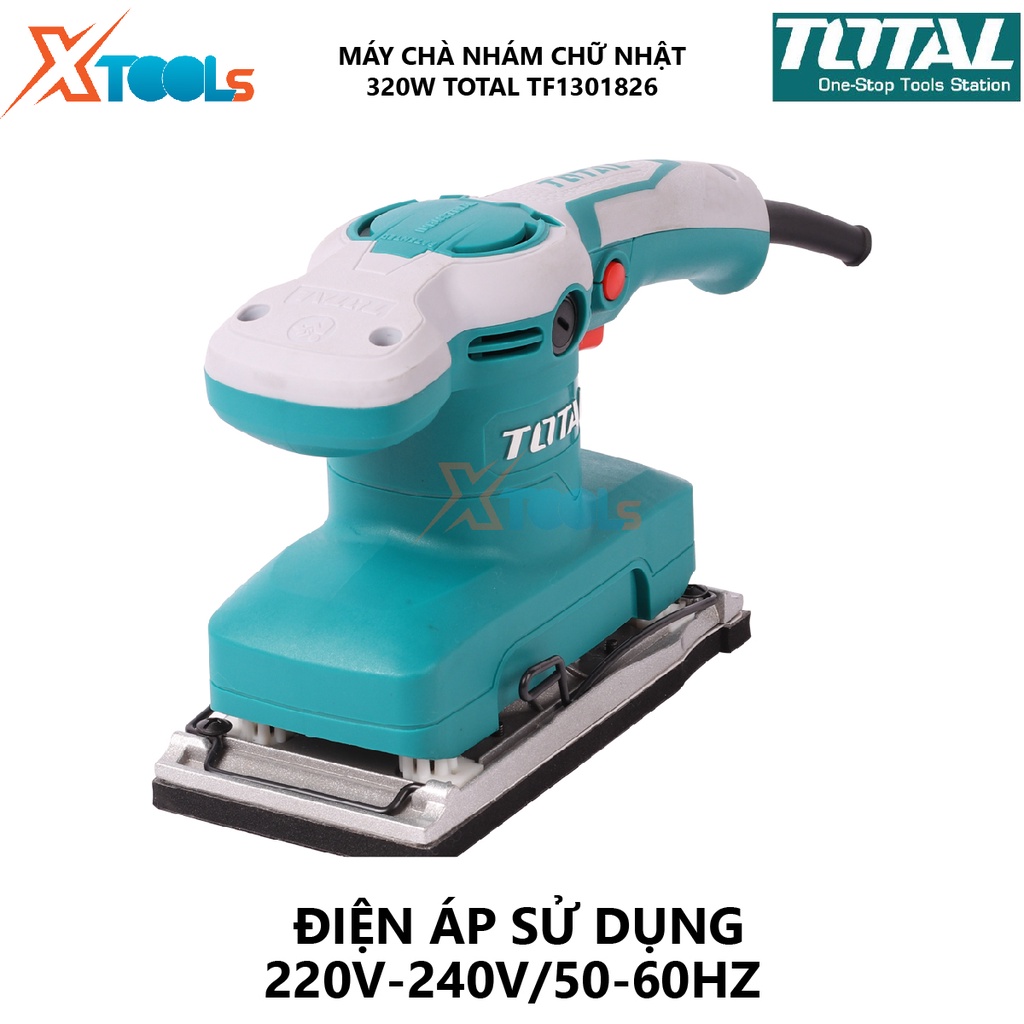 Máy chà nhám chữ nhật TOTAL TF1301826 máy chà nhám có điện thế 220V-240V/50-60Hz, công suất 320W, 14,000rpm, 93mm x 185m