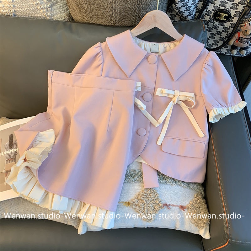 Bộ Áo Cổ Búp Bê + Chân Váy Ngắn Xinh Xắn Cho Nữ set đồ nữ  tao bao