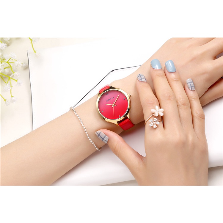 CRRJU Ladies Watch Fashion Đơn giản bằng da không thấm nước 2120L